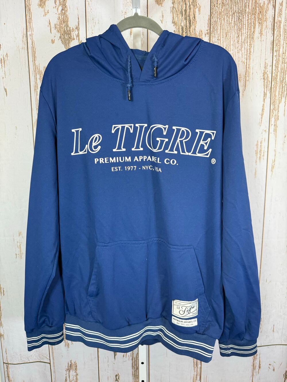 Le Tigre, Navy Blue Hoodie. Size XL. Good used condition!